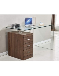 Mesa de escritório ARTEMIA 125x65, vidro curvo, vidro e madeira