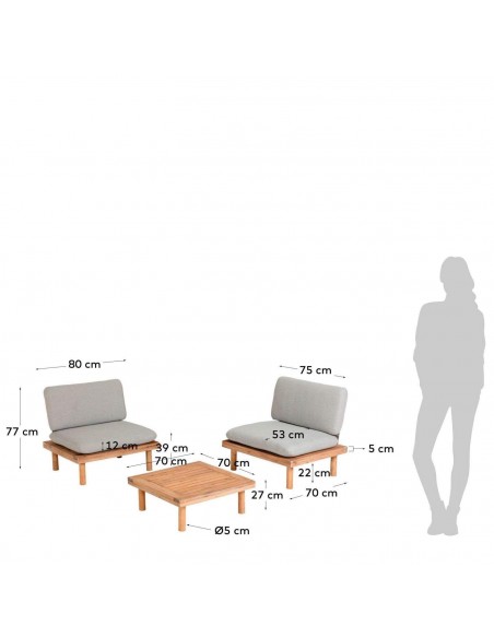 Set de exterior Viridis de 2 sillones y 1 mesa.