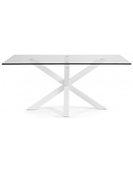 Mesa Diseño ARGO 140 x 90, Cristal Transparente, metal blanco