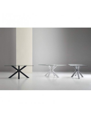 Mesa design Arya 140x90, Vidro Transparente, metal branco