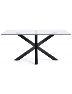 Mesa Diseño ARGO 140x90, Cristal Transparente, metal negro 2