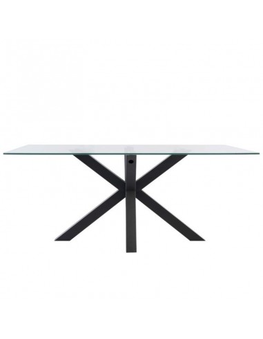 Mesa Diseño Arya 140x90, Cristal Transparente, metal negro