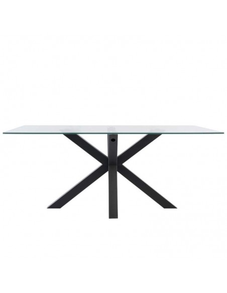 Mesa Diseño Arya 140x90, Cristal Transparente, metal negro Mesa Diseño Arya 140x90, Cristal Transparente, metal negro