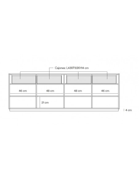 Teulat aparador Doric 198x48, blanco