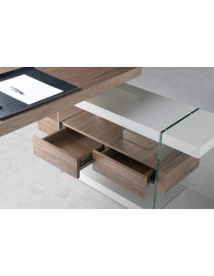Mesa RUMBLE 140X65 (127) noz e cinza, vidro 2