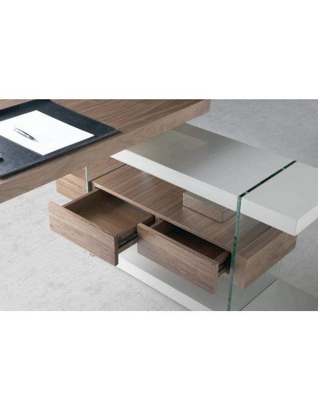 Mesa RUMBLE 140X65 (127) noz e cinza, vidro Mesa RUMBLE 140X65 (127) noz e cinza, vidro