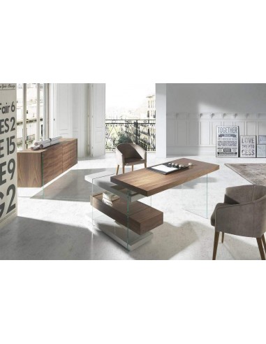 Mesa RUMBLE 140X65 (127) noz e cinza, vidro