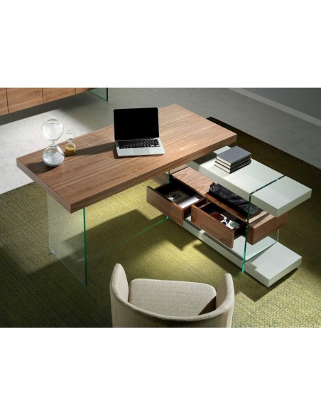 Mesa RUMBLE 140X65 (127) noz e cinza, vidro Mesa RUMBLE 140X65 (127) noz e cinza, vidro