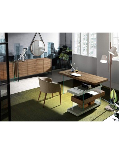 Mesa RUMBLE 140X65 (127) noz e cinza, vidro