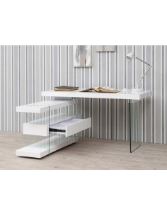 ESCRITORIO RUMBLE 140x65 (127) blanco, CRISTAL 2