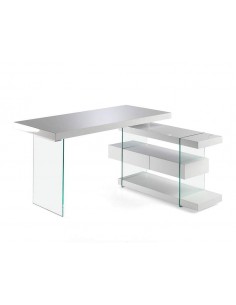 ESCRITORIO RUMBLE 140x65 (127) blanco, CRISTAL
