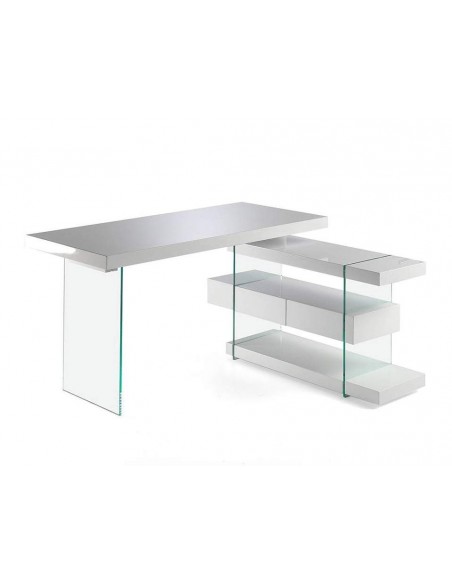 ESCRITORIO RUMBLE 140x65 (127) blanco, CRISTAL