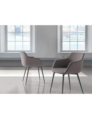 SILLA con brazos Atvance, TELA gris, ACERO NEGRO