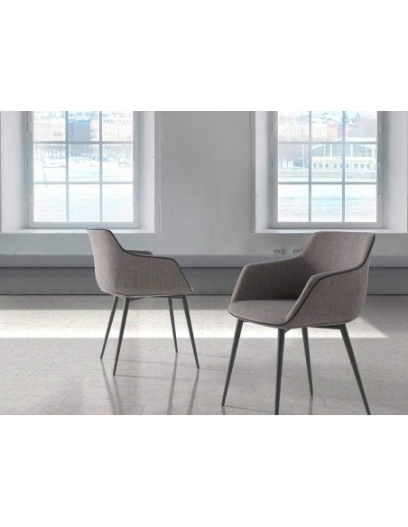 SILLA con brazos Atvance, TELA gris, ACERO NEGRO