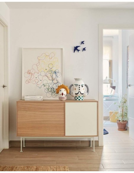 Teulat APARADOR minimalista YOKO 128x45, CREMA, ROBLE