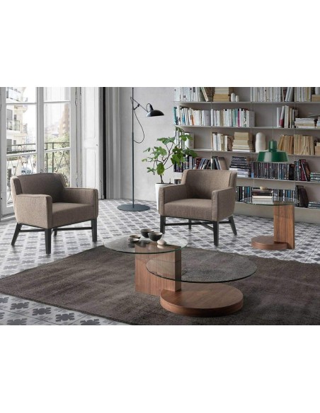 MESA CENTRO LEA 120x80 (65) CRISTAL, MADERA NOGAL