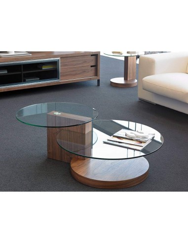 MESA CENTRO LEA 120x80 (65) CRISTAL, MADERA NOGAL