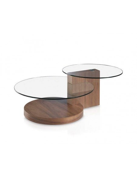 Mesa de café LEA 120x80 (65) vidro, madeira nogueira Mesa de café LEA 120x80 (65) vidro, madeira nogueira