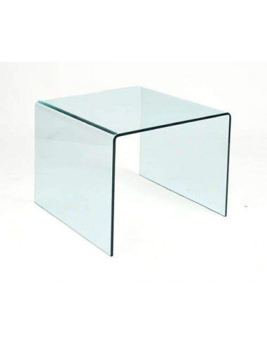 Mesa cuadrada auxiliar de cristal curvado CHERA 60x60