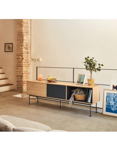 Teulat MUEBLE TV YOKO 180x40, GRIS ANTRACITA, ROBLE