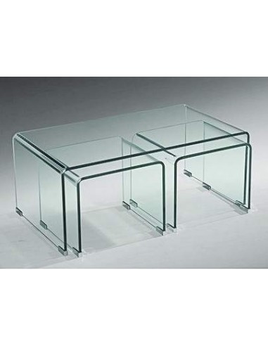 Conjunto de 3 cristal curvo tabelas de ninho TRIDEN