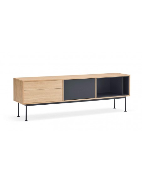 Teulat MUEBLE TV YOKO 180x40, GRIS ANTRACITA, ROBLE