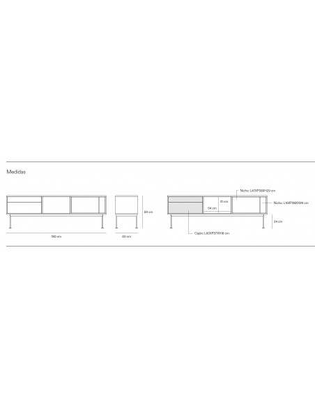 Teulat MUEBLE TV YOKO 180x40, TEJA, ROBLE Teulat MUEBLE TV YOKO 180x40, TEJA, ROBLE