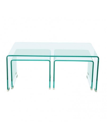 Conjunto de 3 cristal curvo tabelas de ninho TRIDEN Conjunto de 3 cristal curvo tabelas de ninho TRIDEN