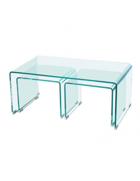 Conjunto de 3 cristal curvo tabelas de ninho TRIDEN Conjunto de 3 cristal curvo tabelas de ninho TRIDEN