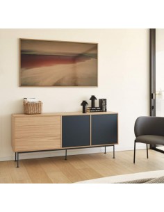 Teulat APARADOR minimalista YOKO 180x45, GRIS ANTRACITA, ROBLE 2