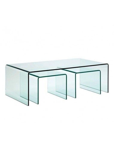 Conjunto de 3 mesas nido de crital curvado TRIDEN