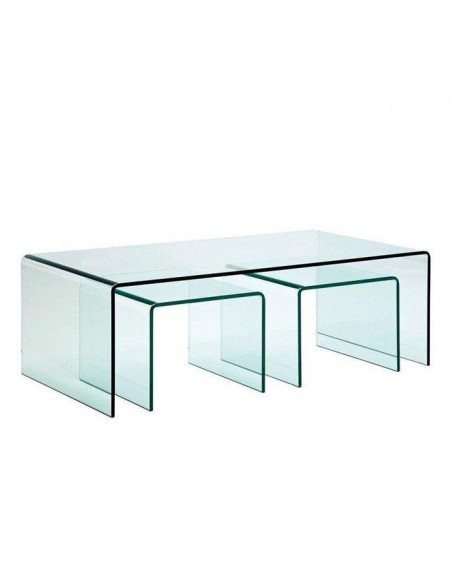 Conjunto de 3 cristal curvo tabelas de ninho TRIDEN Conjunto de 3 cristal curvo tabelas de ninho TRIDEN