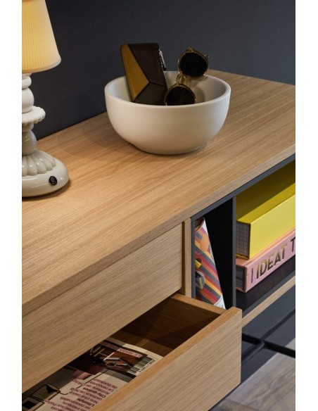 Teulat consola recibidor minimalista YOKO 120x35, GRIS, ROBLE Teulat consola recibidor minimalista YOKO 120x35, GRIS, ROBLE