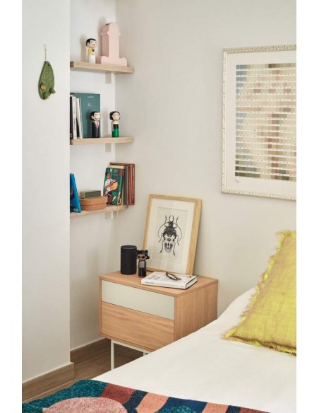 Teulat mesita minimalista YOKO 52x35, CREMA, ROBLE