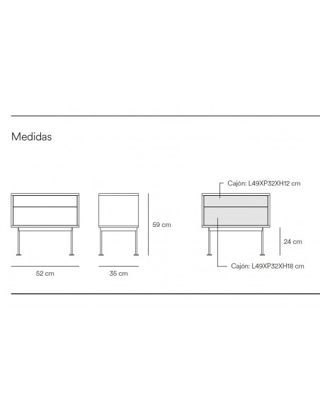 Teulat mesita minimalista YOKO 52x35, TEJA, ROBLE Teulat mesita minimalista YOKO 52x35, TEJA, ROBLE