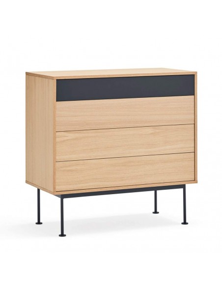 Teulat cómoda minimalista YOKO 90x45, GRIS ANTRACITA, ROBLE