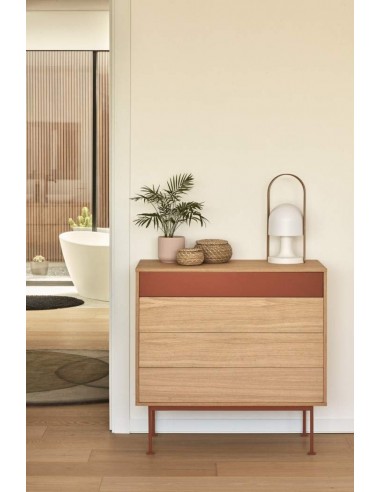 Teulat cómoda minimalista YOKO 90x45, TEJA, ROBLE