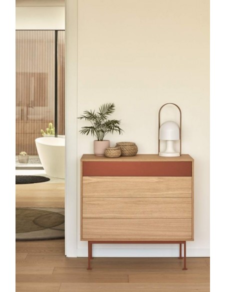 Teulat cómoda minimalista YOKO 90x45, TEJA, ROBLE