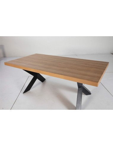 Mesa design industrial relâmpago 200x100, Carvalho, METAL.