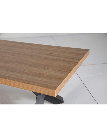 Mesa design industrial relâmpago 200x100, Carvalho, METAL.