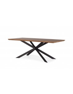 Mesa RUBIK de design industrial, Carvalho / metal preto.