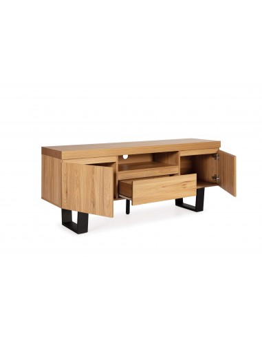 Armário de TV de design SALEM 150X40, Carvalho, metal preto.