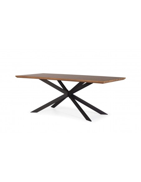 Mesa RUBIK de design industrial, Carvalho / metal preto.