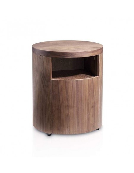 MESA DE CABECEIRA REDONDA POLARIS, MADEIRA NOGUEIRA MESA DE CABECEIRA REDONDA POLARIS, MADEIRA NOGUEIRA