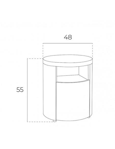 Mesa de cabeceira redonda POLARIS, Madeira, Branco Brilho Mesa de cabeceira redonda POLARIS, Madeira, Branco Brilho
