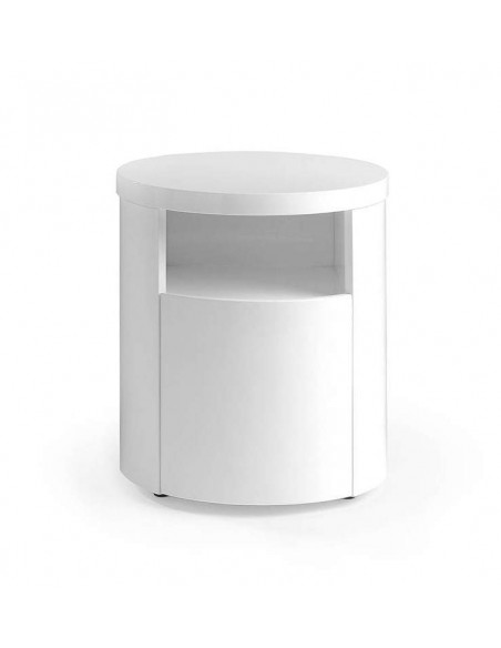 MESITA NOCHE REDONDA POLARIS, MADERA, Blanco Brillo MESITA NOCHE REDONDA POLARIS, MADERA, Blanco Brillo