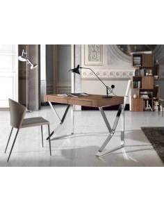 ESCRITORIO BLIND 120x60, NOGAL, ACERO CROMADO 2