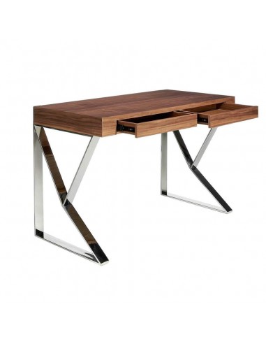 ESCRITORIO BLIND 120x60, NOGAL, ACERO CROMADO