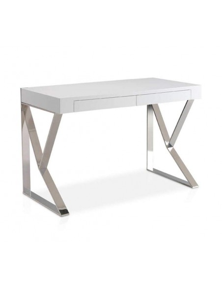 Mesa BLIND 120x60, Branco Brilho, aço CROMADO Mesa BLIND 120x60, Branco Brilho, aço CROMADO