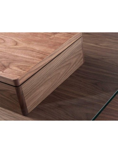 MESA DE CAFÉ QUADRADA MIKO 100, VIDRO, NOZ